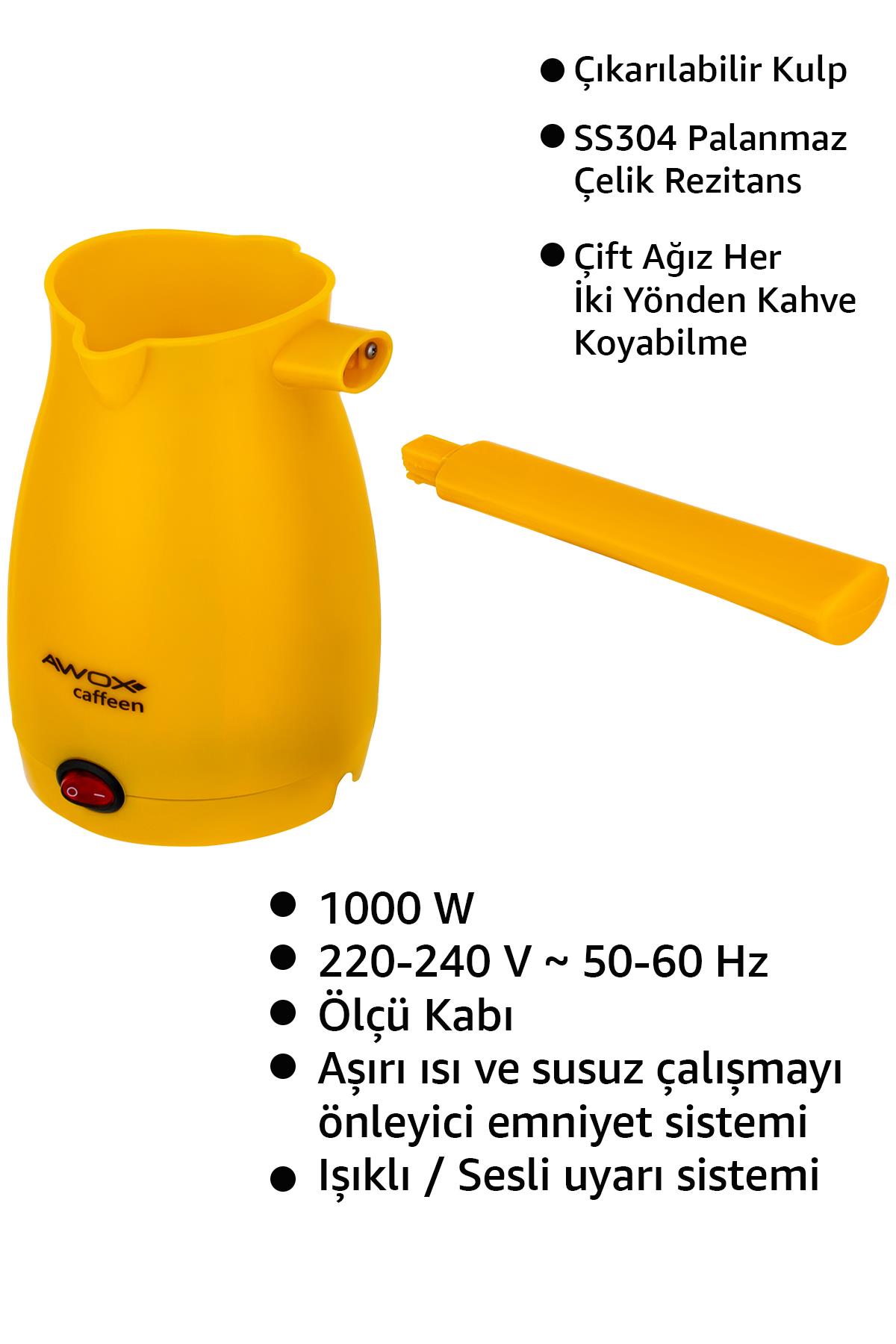 AWOX CAFFEEN ELEKTRİKLİ CEZVE SARI 
