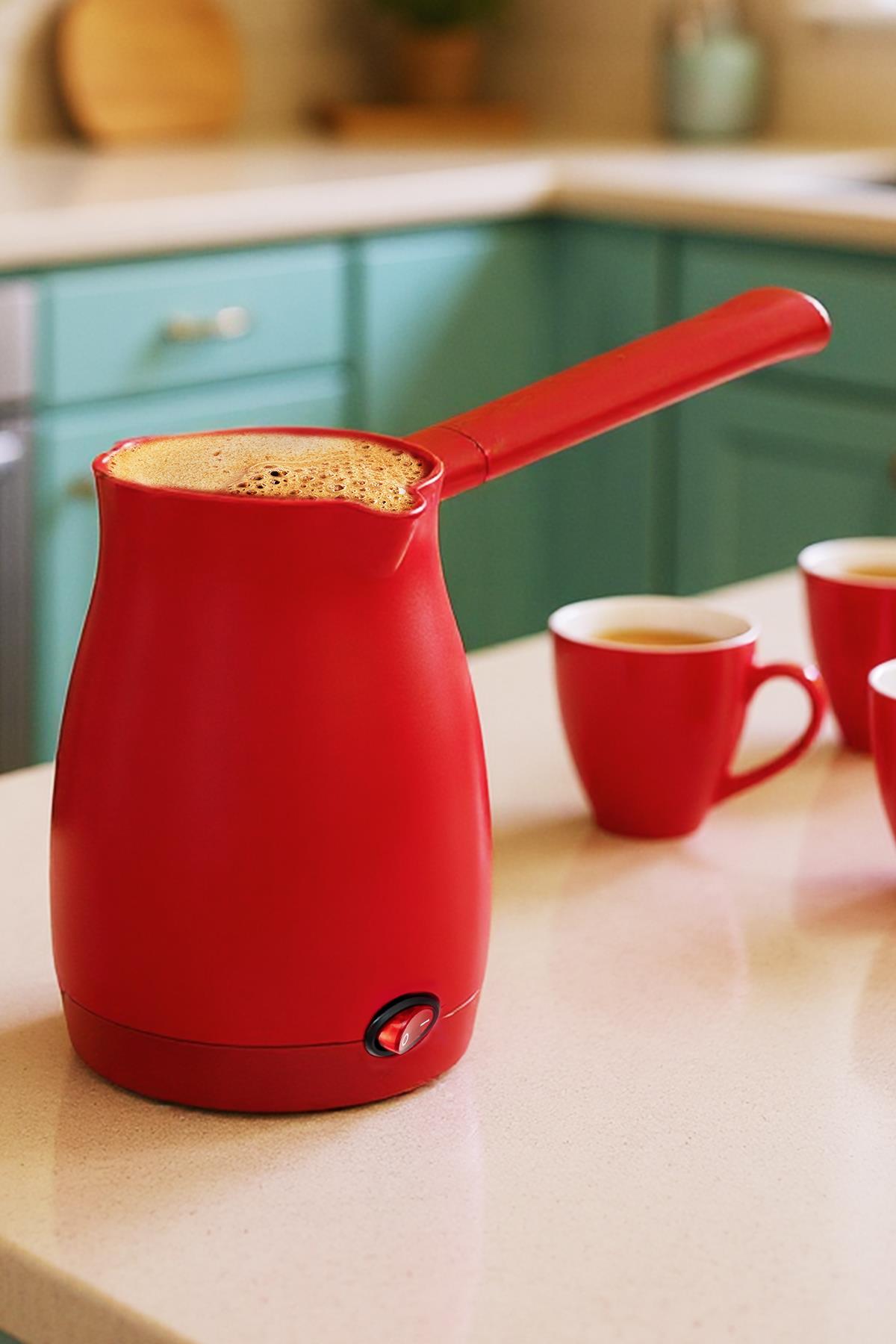 AWOX CAFFEEN ELEKTRİKLİ CEZVE KIRMIZI 