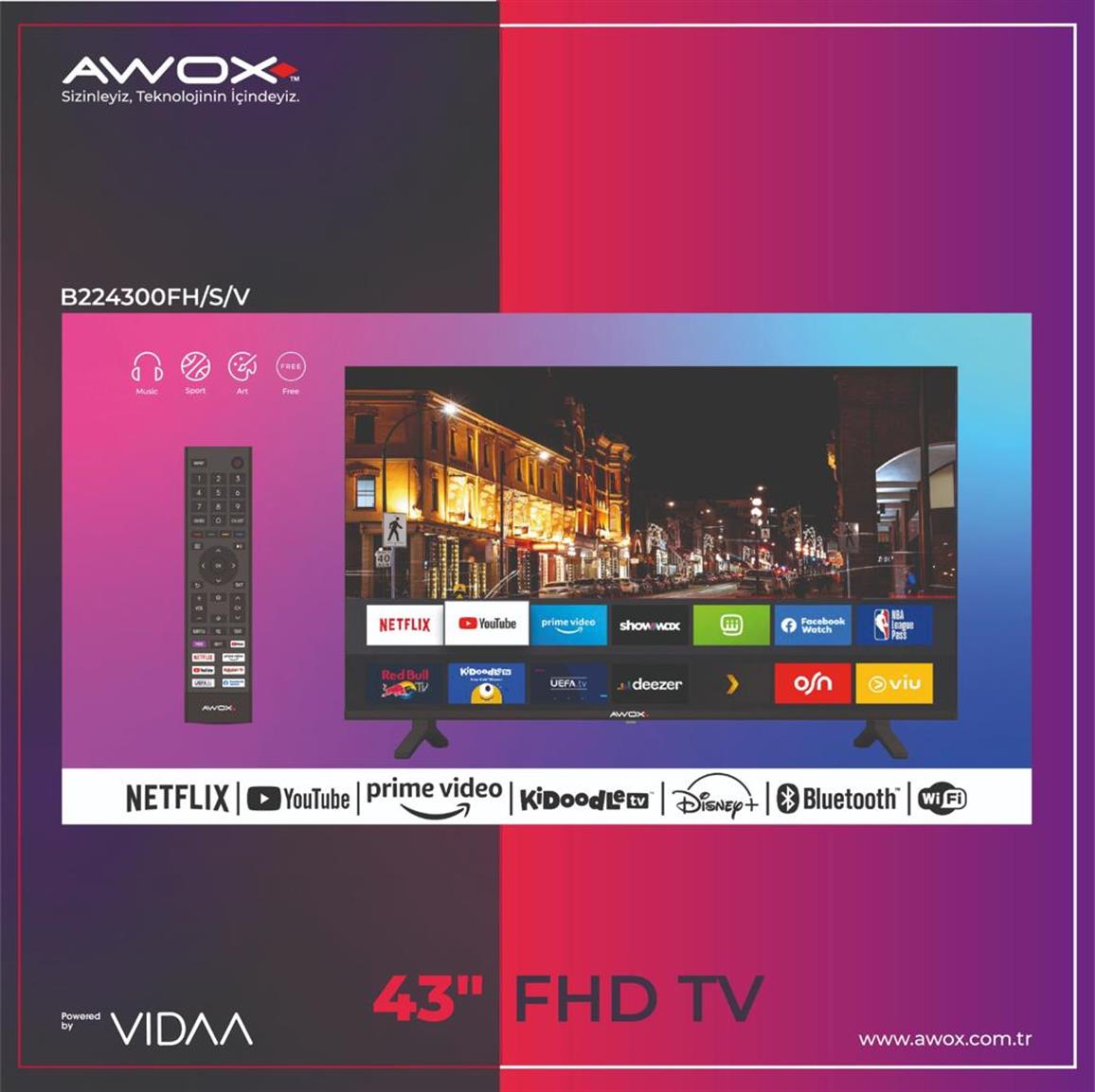 43" 109 Ekran Çerçevesiz VİDAA 4K ultraHD Led TV
