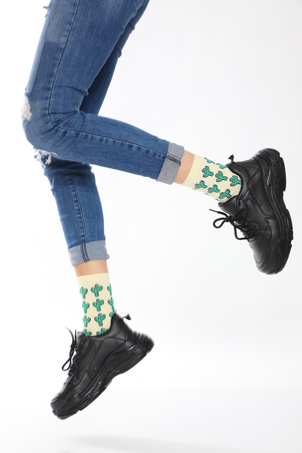 Bianca Siyah Mat Bağcıklı 5cm Taban Yüksekliği Kadın Spor Sneakers Ayakkabı