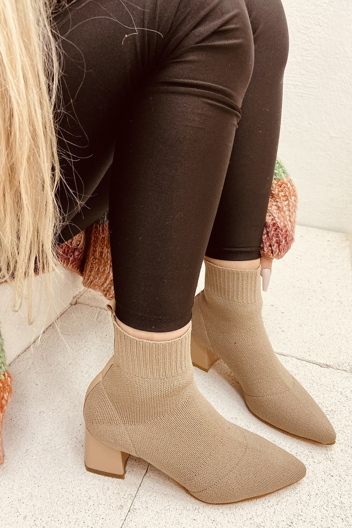 Diela Vizon Örme Triko 5Cm Topuk Yüksekliği  Çorap Botie