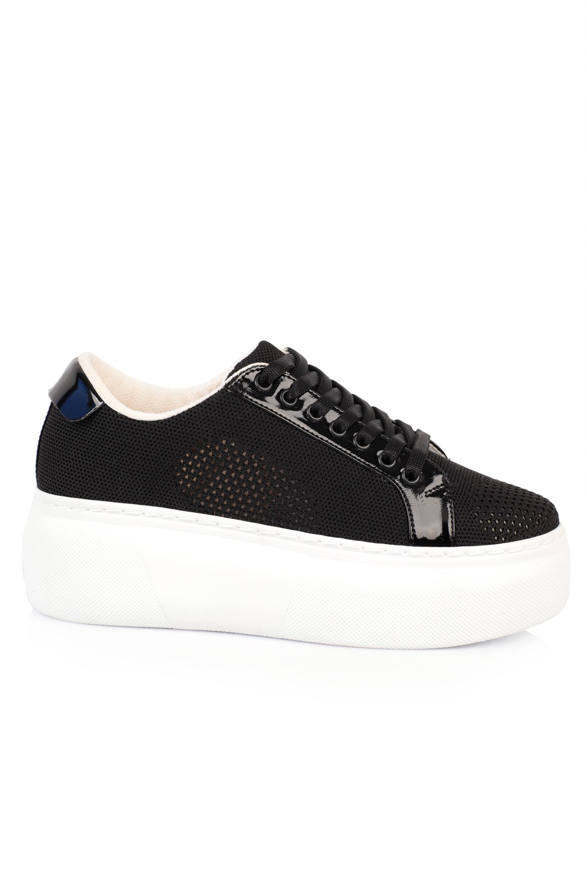 Sowna Siyah  Fileli 5cm Yüksek Tabanlı Kadın Sneakers