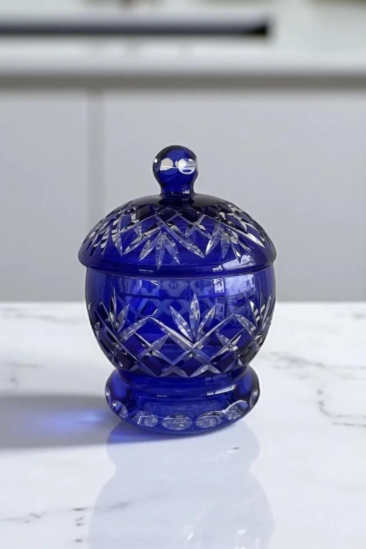 SekerlikRenkli kapaklı Kristalize dekorlu mini şekerlik ürün el yapımı