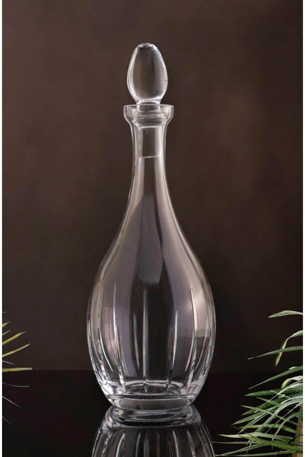 Şişe & Sürahi & KarafVertical Line Dikey Çizgili Cam Sürahi Karaf - Modern Dekoratif Su ve İçecek Şişesi