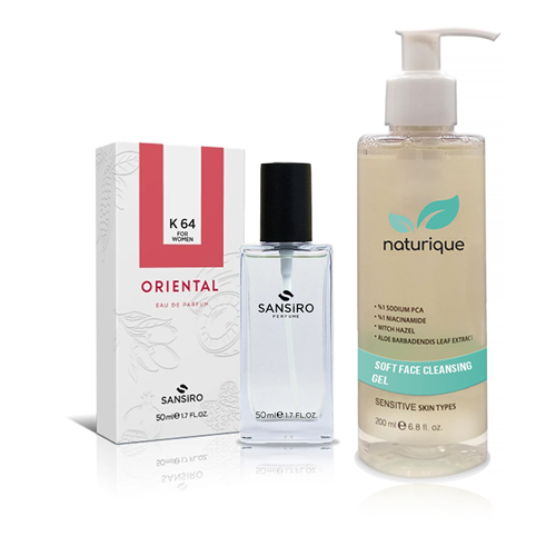 Sansiro K-64 Kadın Parfüm 50ml Edp + Naturique Soft Face Cleansing Gel 200ml