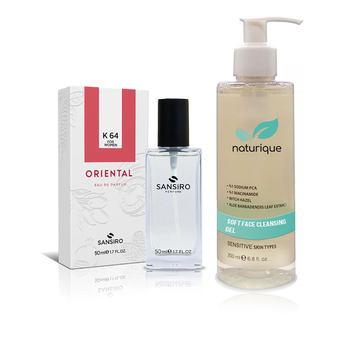 Sansiro K-64 Kadın Parfüm 50ml Edp + Naturique Soft Face Cleansing Gel 200ml