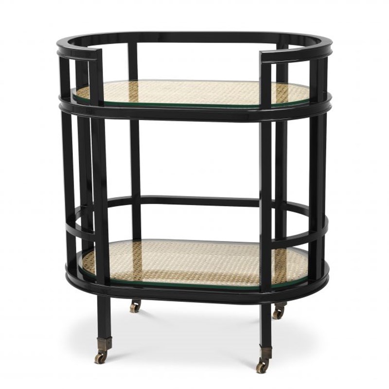 EİCHHOLTZ - Eichholtz Trolley Bahamas Black Finish Naturel Cane