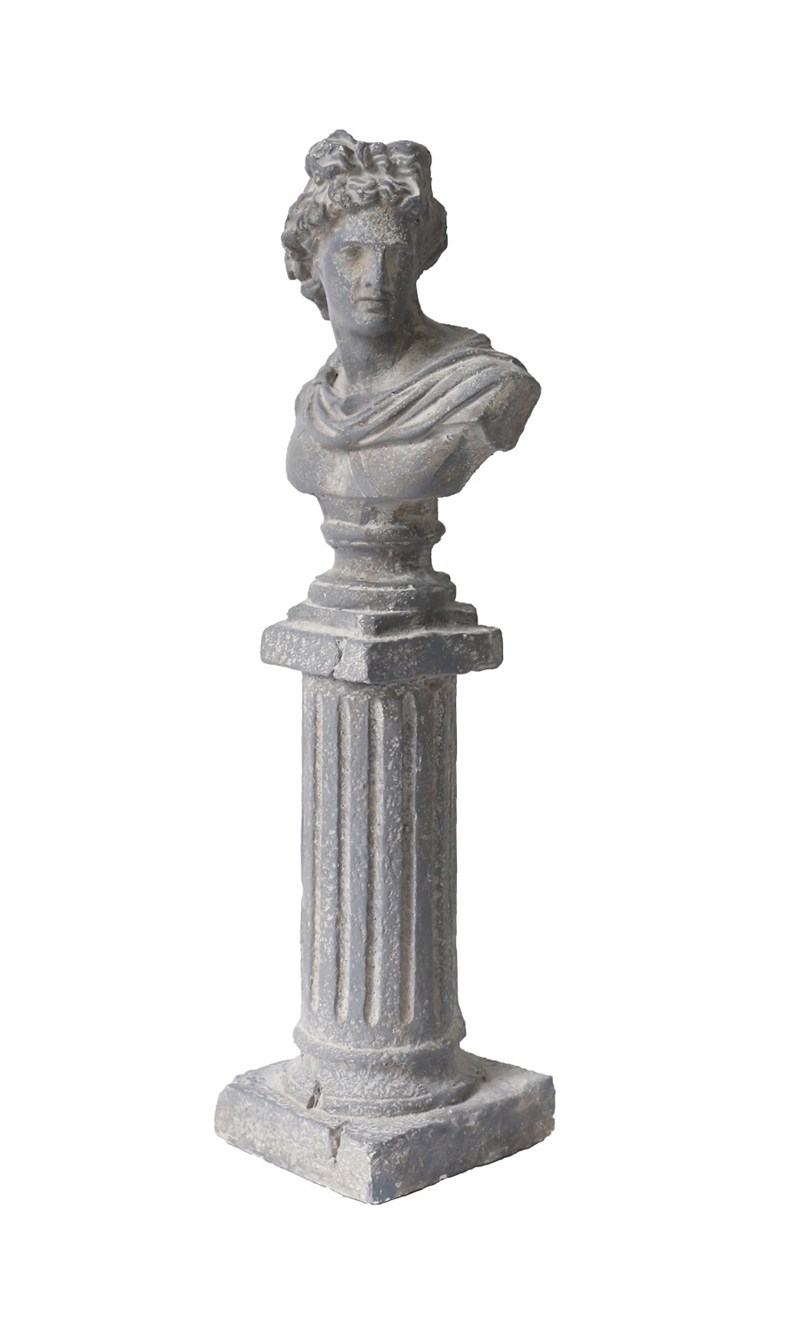 Fancy - Grey Resin Artemis Bust On Pillar