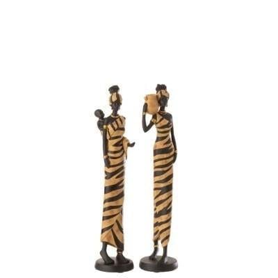 JOLIPA - Jolipa African Woman Zebra Poly Black/Brown Small Assortment Of 2