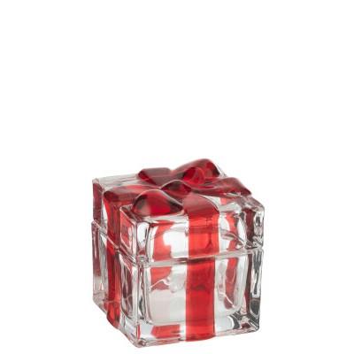 JOLIPA - Jolipa Hediye Kutusu Şeklinde Cam Kırmızı Küçük Tealight