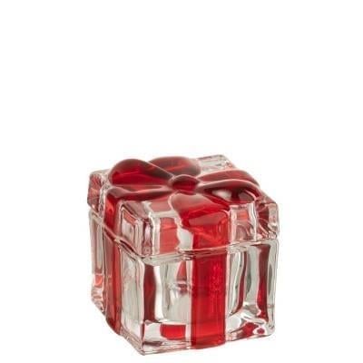 JOLIPA - Jolipa Hediye Kutusu Şeklinde Cam Kırmızı Büyük Tealight
