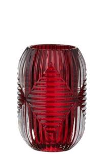 JOLIPA - Jolipa Tealight Holder High Lines Glass Red