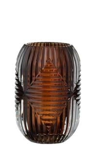JOLIPA - Jolipa Tealight Holder High Lines Glass Brown 