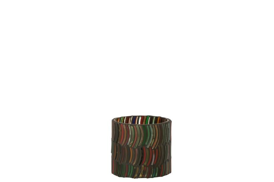 JOLIPA - Jolipa Tealight Holder Mosaic Curve Glass Mix Small