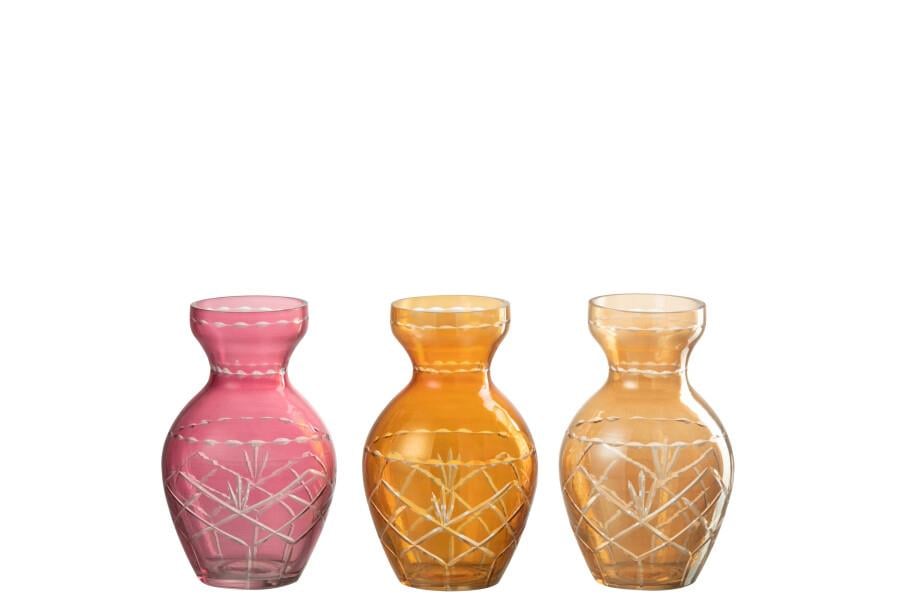 JOLIPA - Jolipa Vase Checkered Glass Mix Set 3