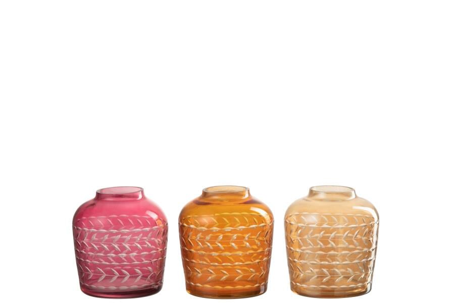 JOLIPA - Jolipa Vase Leaves Edge Glass Mix Set 3
