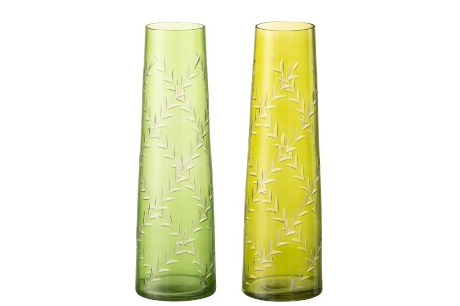 JOLIPA - Jolipa Vase Leaves Glass Green Large Set 2