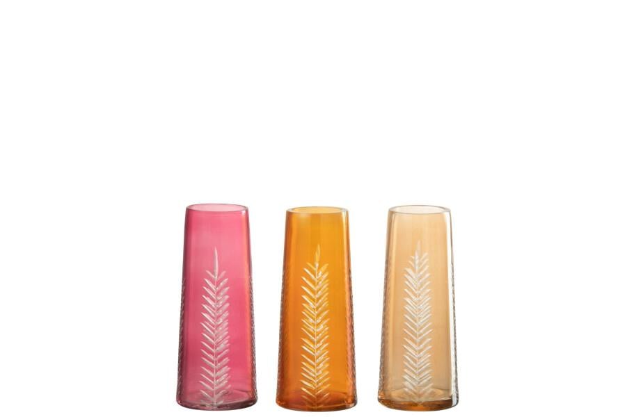 JOLIPA - Jolipa Vase Leaves Glass Mix  Small Set 3