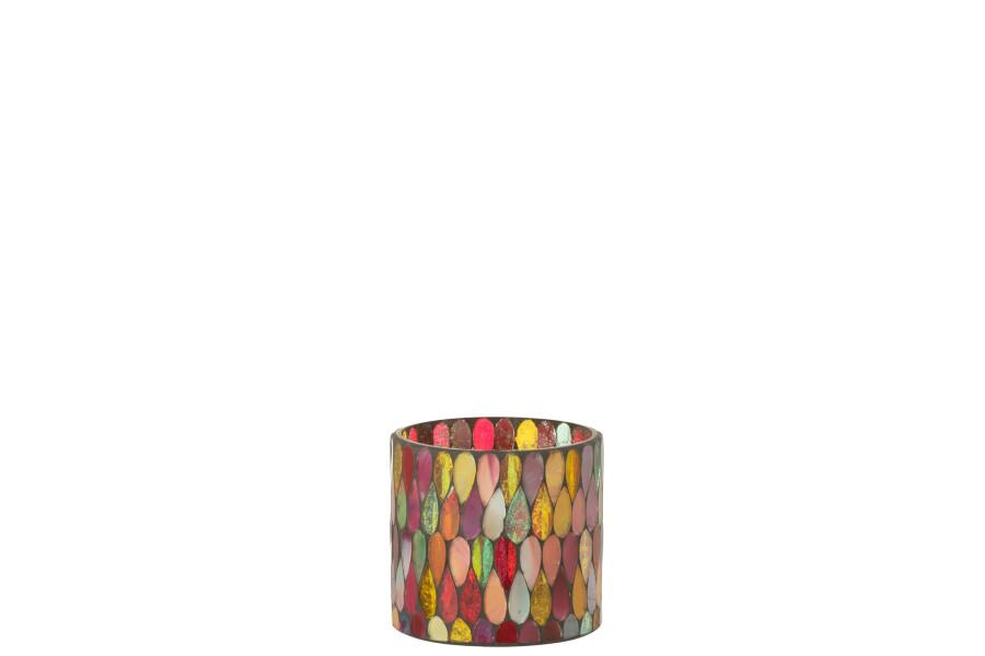JOLIPA - Tealight Holder Mosaic Drop Glass Mix Small