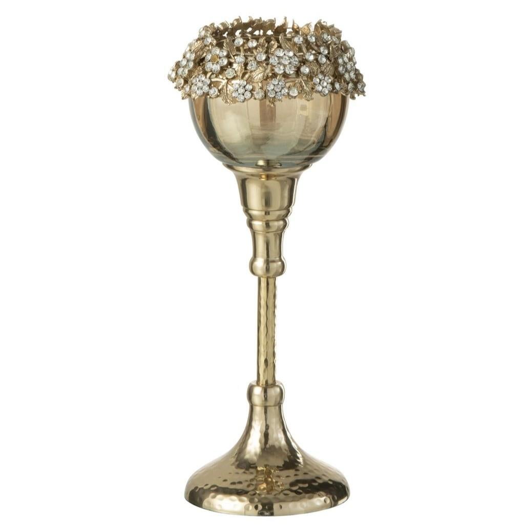 JOLIPA - Tealight Holder Viane Glass Gold/Bronze Medium