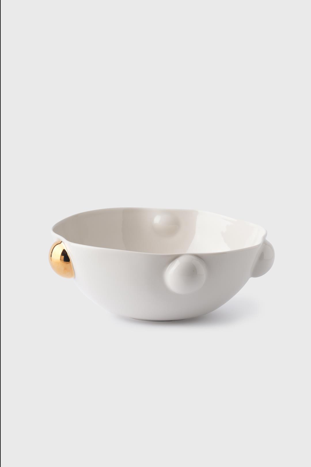 Maji Atelier - MAJİ COSMOPOLİTAN KASE 1000 ML BEYAZ GOLD SIRLI