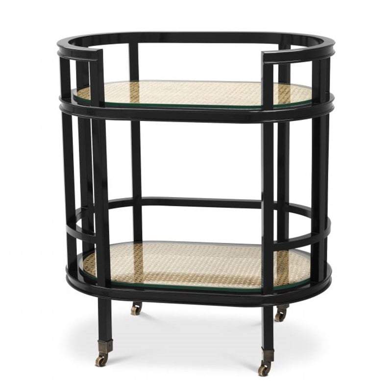 EİCHHOLTZ - Eichholtz Trolley Bahamas Black Finish Naturel Cane
