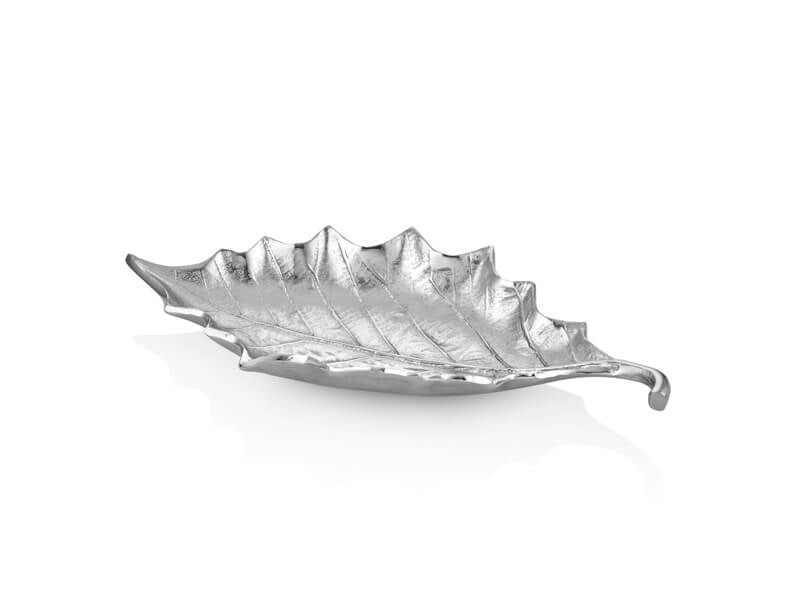İthal Ürünler - SHINE 48 CM SILVER YAPRAK TABAK