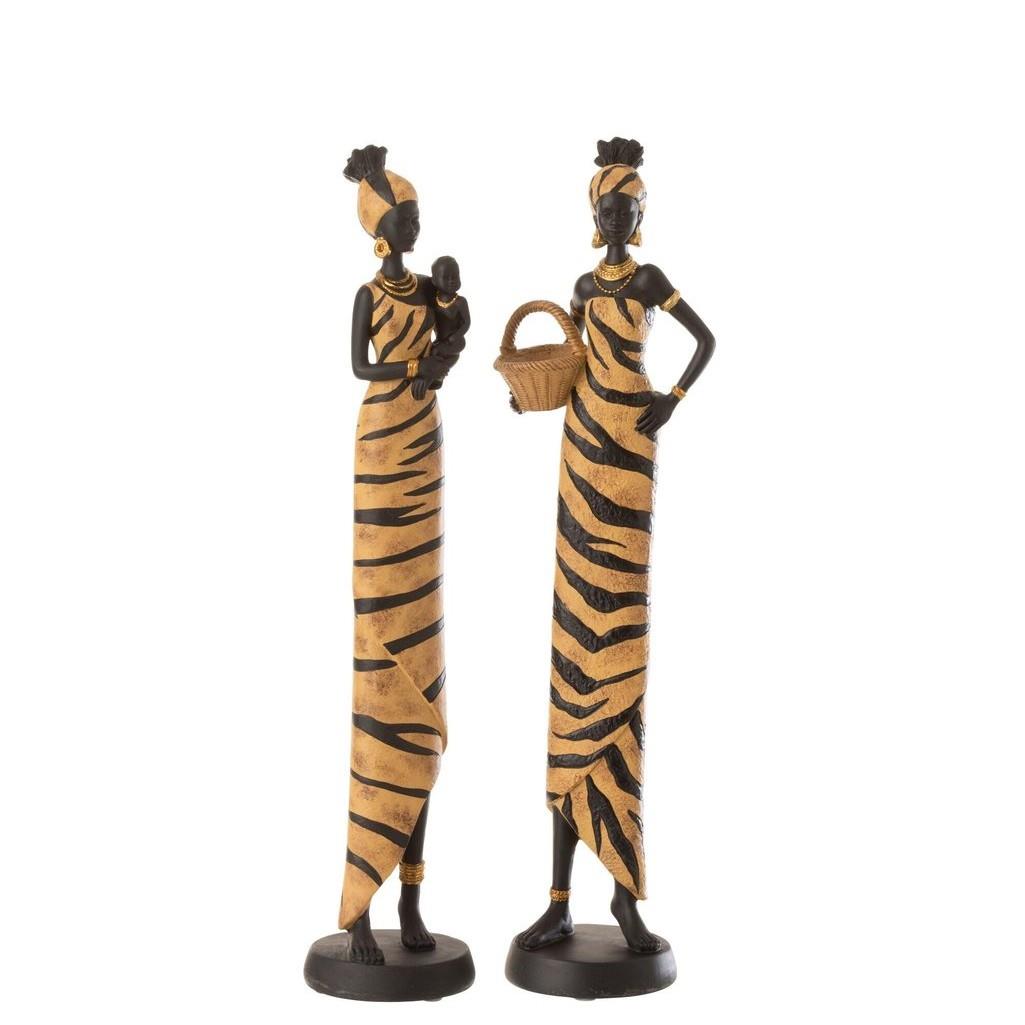 JOLIPA - Jolipa African Woman Zebra Poly Black/Brown Medium Assortment Of 2