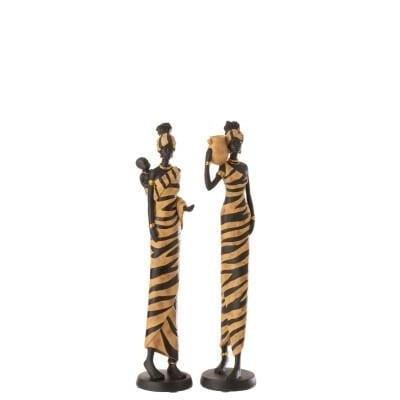 JOLIPA - Jolipa African Woman Zebra Poly Black/Brown Small Assortment Of 2