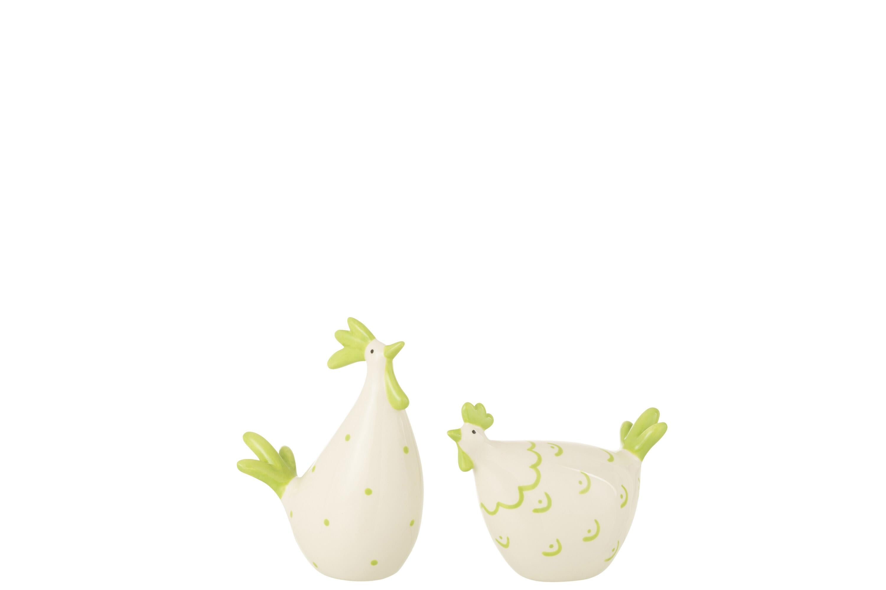 JOLIPA - Jolipa Hen Rooster Green Ceramic Small Set2   