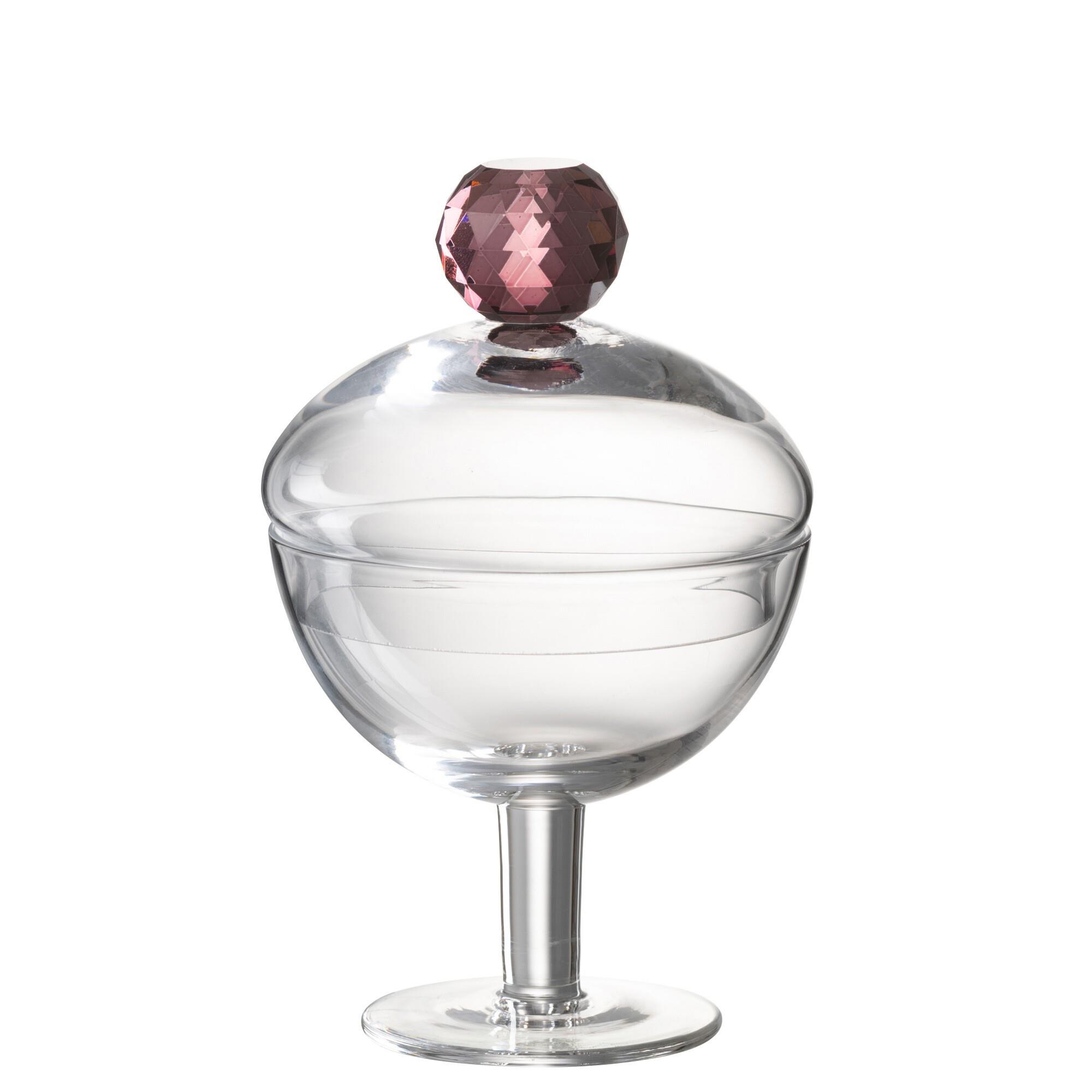 JOLIPA - Jolipa Storage Jar Diamond Crystal Glass Pembe Küçük