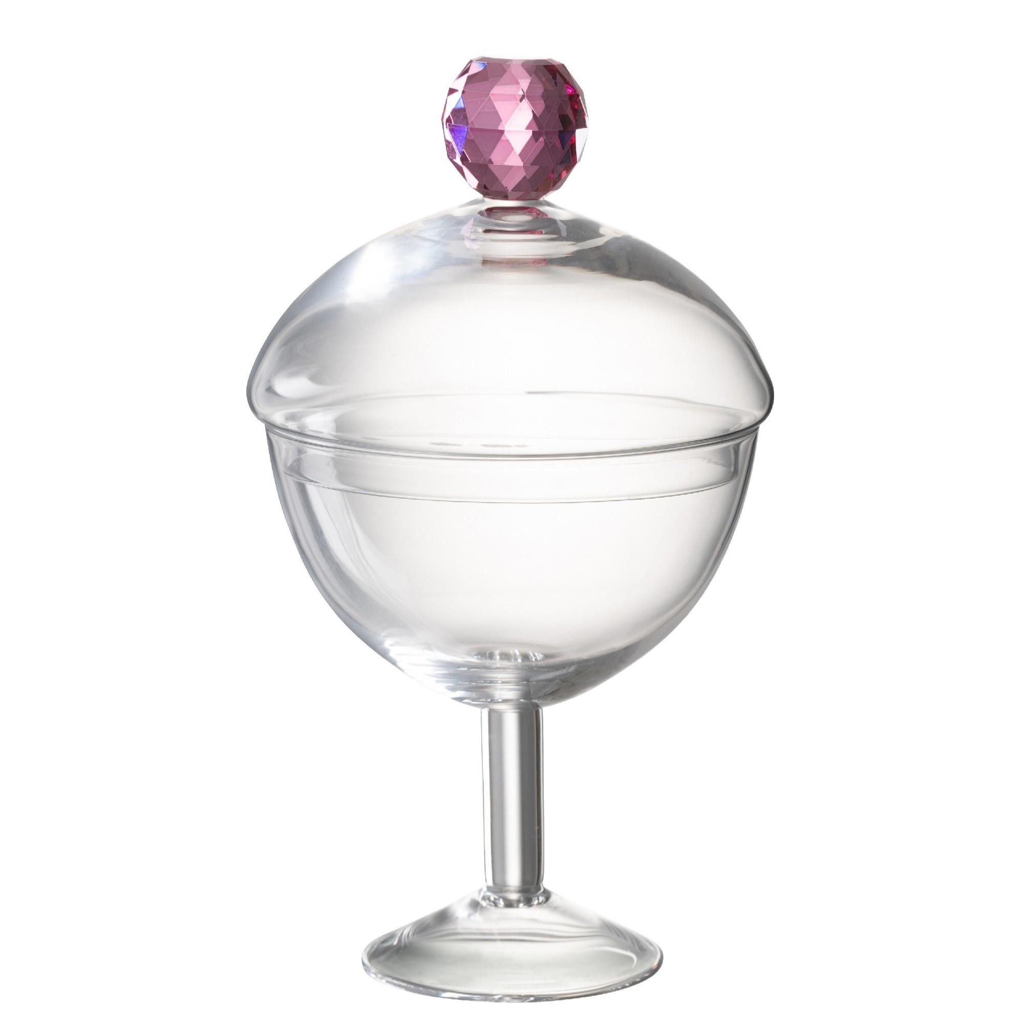 JOLIPA - Jolipa Storage Jar Diamond Crystal Glass Pembe Büyük