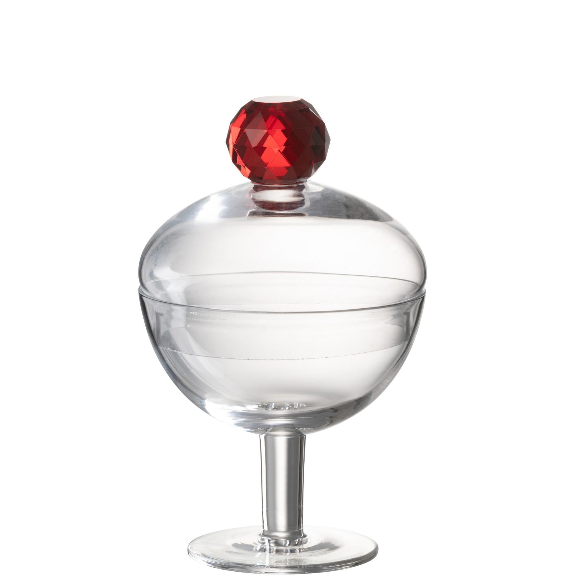 JOLIPA - Jolipa Storage Jar Diamond Crystal Glass Kırmızı Küçük