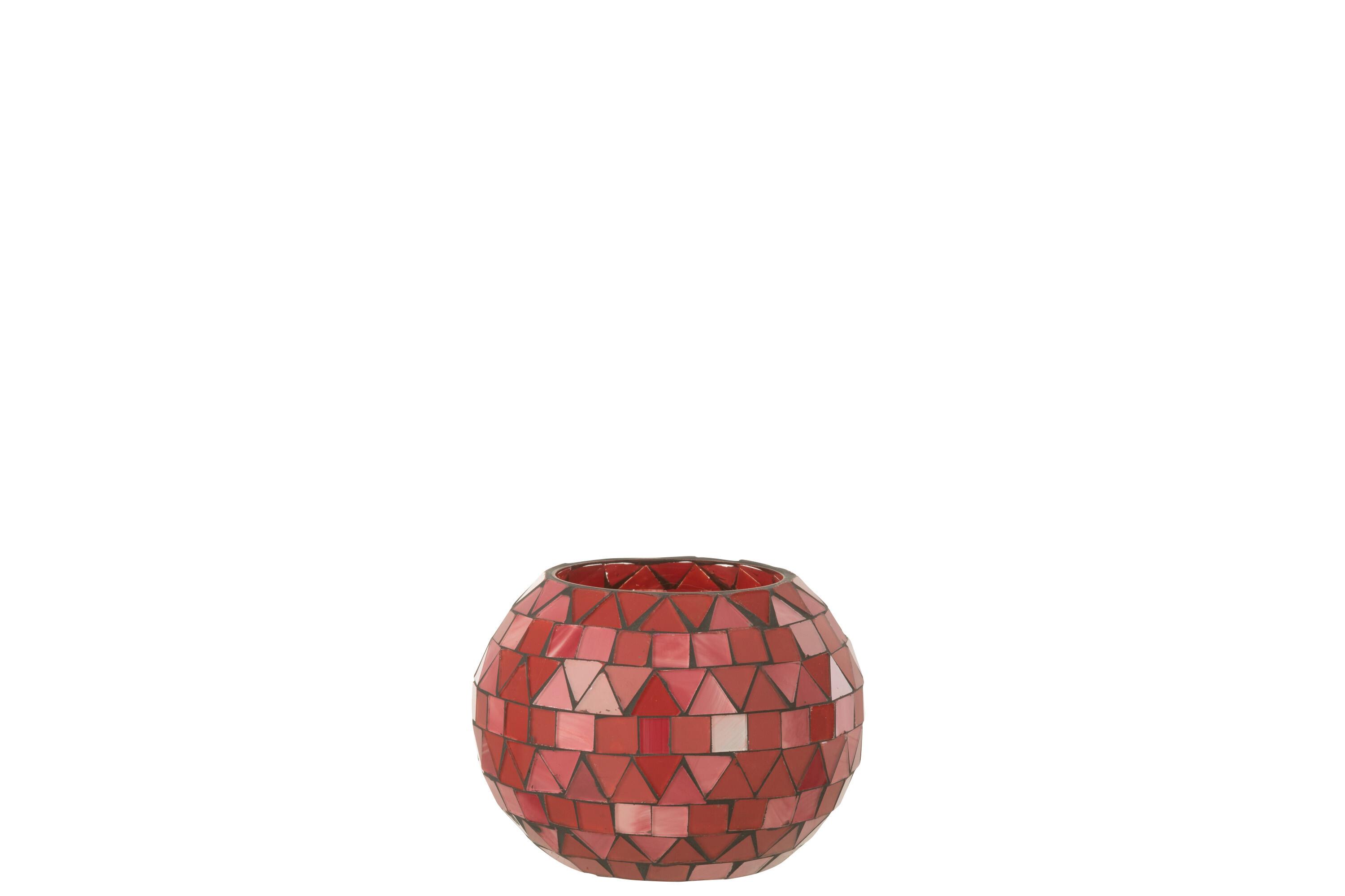 JOLIPA - Jolipa Tealight Holder Mosaic Triangle  Glass Red Pink Small