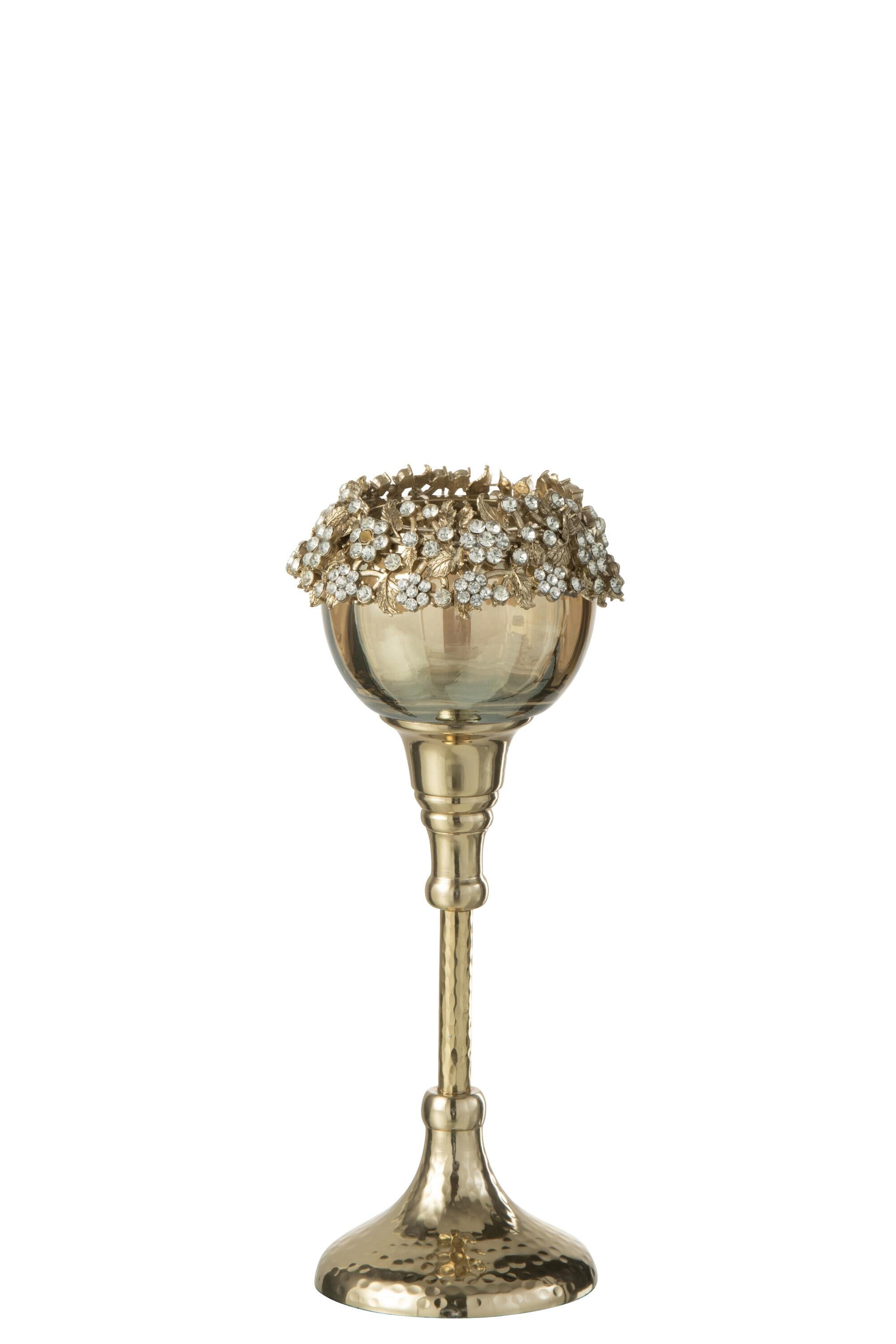 JOLIPA - Jolipa Tealight Holder Viane Glass Gold/Bronze Small