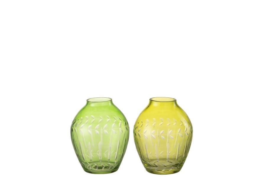 JOLIPA - Jolipa Vase Ball Leaves Glass Green 