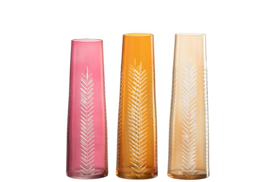 JOLIPA - Jolipa Vase Leaves Glass Mix Large Set 3