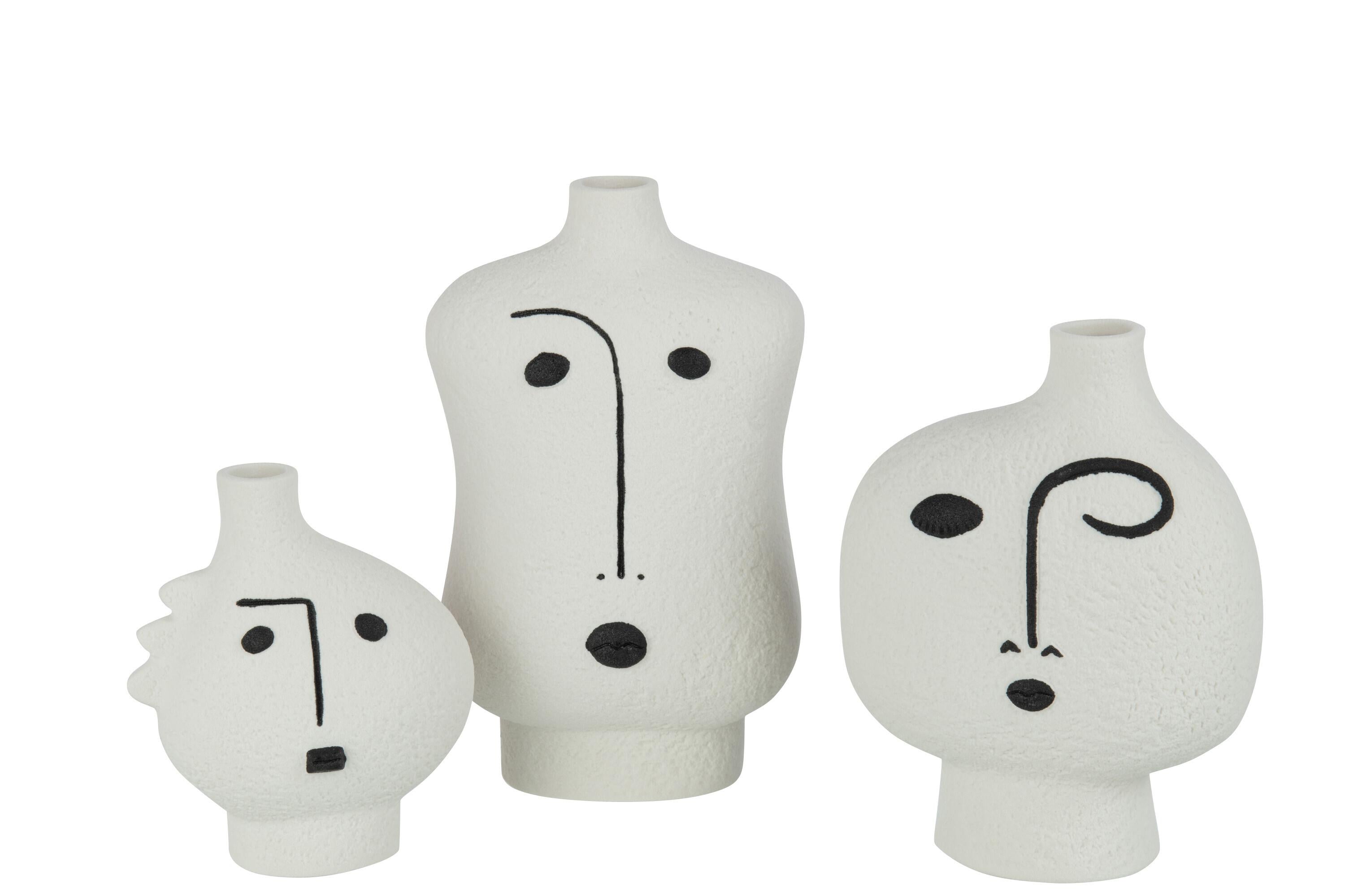 JOLIPA - Jolipa Vases Face Abstract Porcelain Black White Set 3