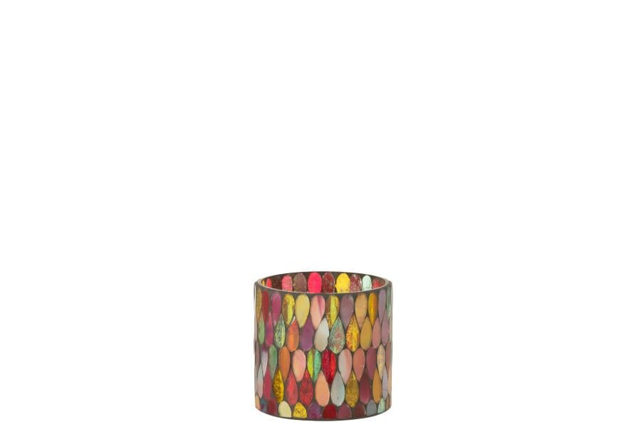 JOLIPA - Tealight Holder Mosaic Drop Glass Mix Small