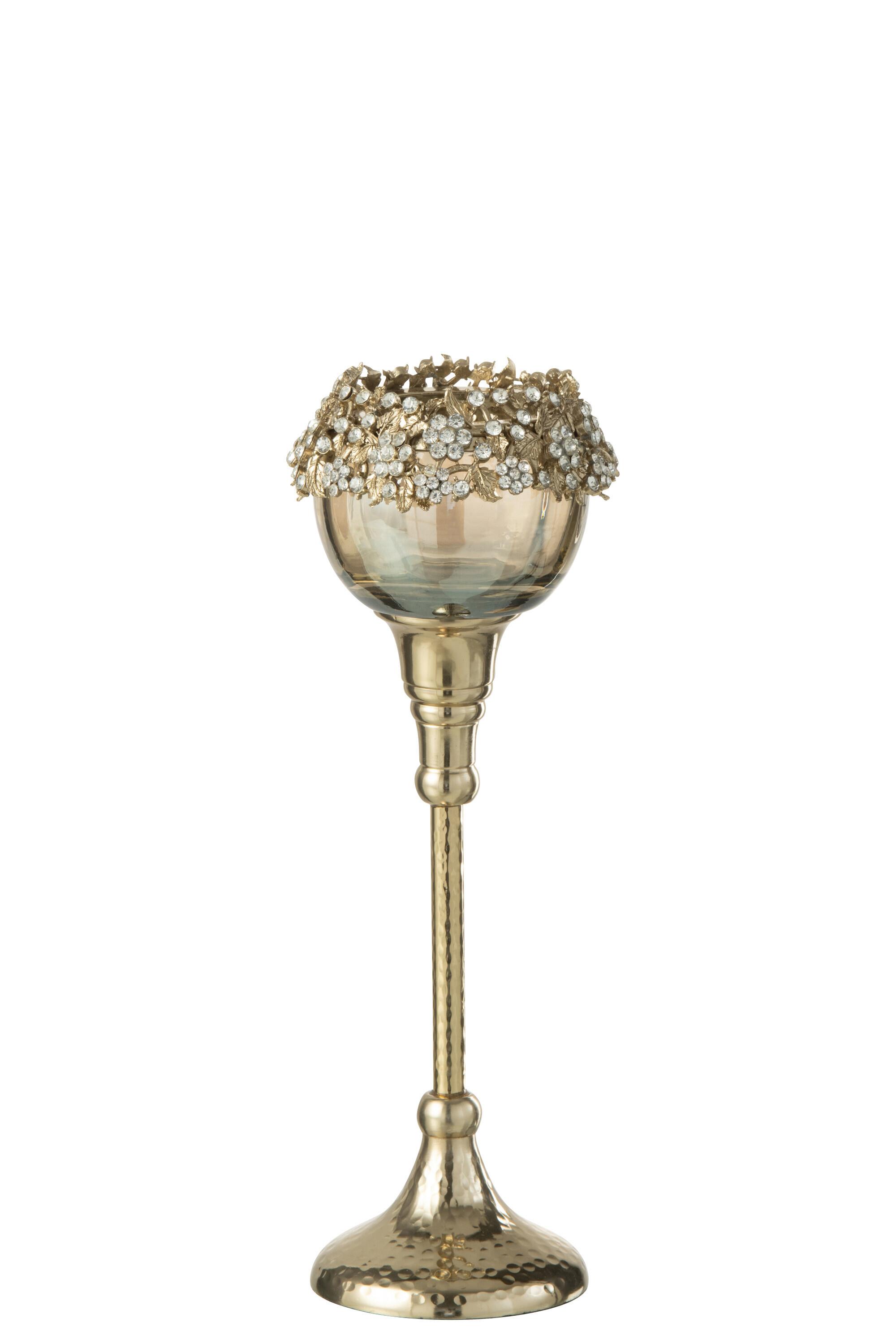 JOLIPA - Tealight Holder Viane Glass Gold/Bronze Medium