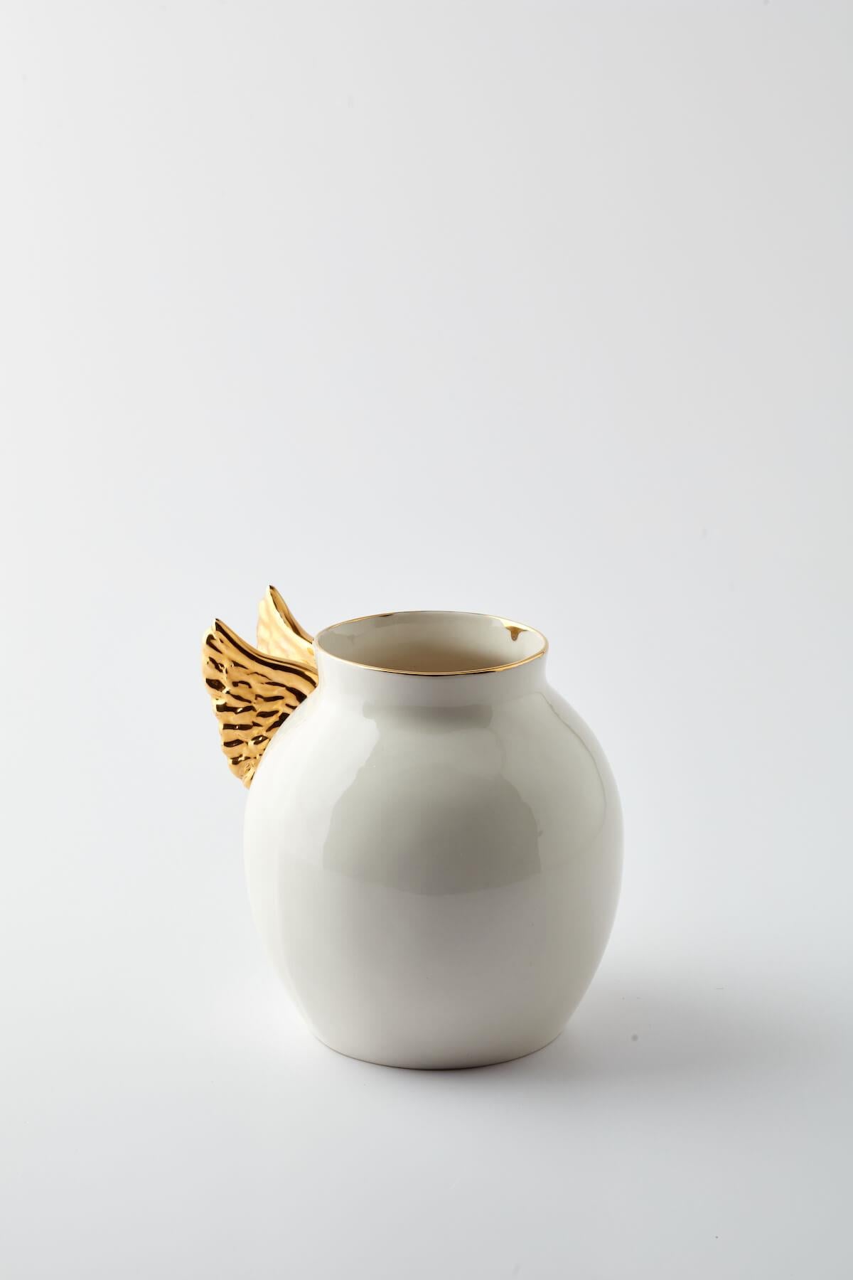 Maji Atelier -  MAJİ BİRD VAZO BEYAZ/GOLD  15 CM