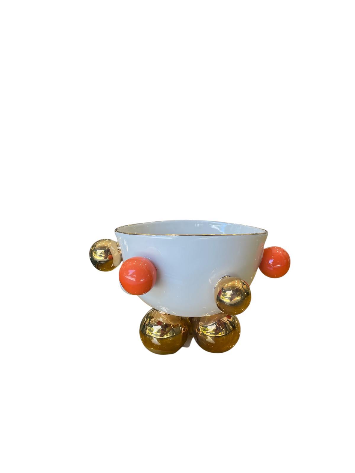 Maji Atelier - MAJİ COSMOS GOLD KASE 380 ML (TURUNCU DETAYLI)