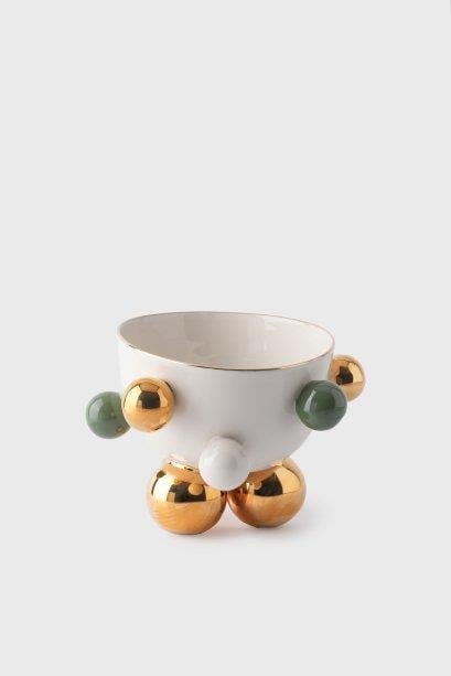 Maji Atelier - MAJİ COSMOS GOLD KASE 380 ML (YEŞİL DETAYLI)