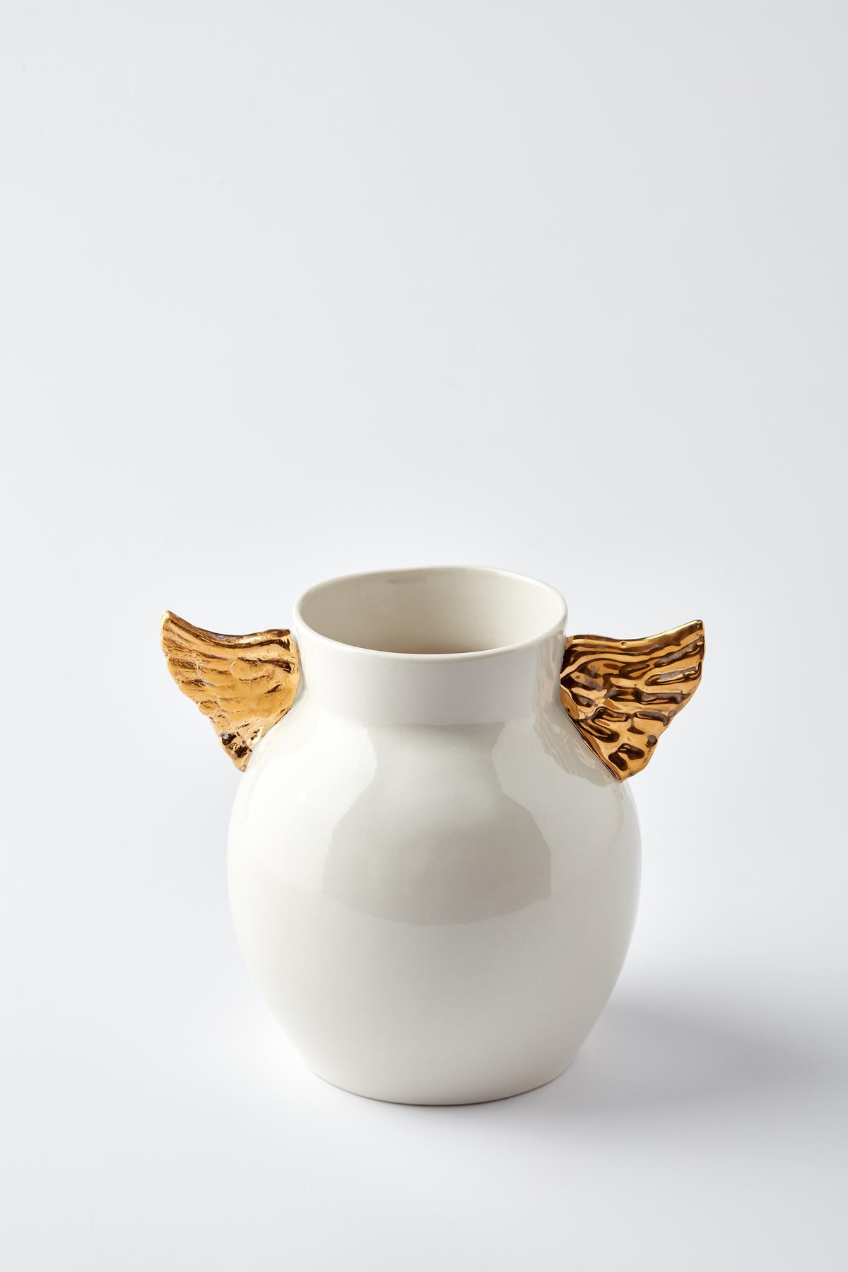 Maji Atelier -  MAJİ KANATLI GOLD VAZO 18 CM