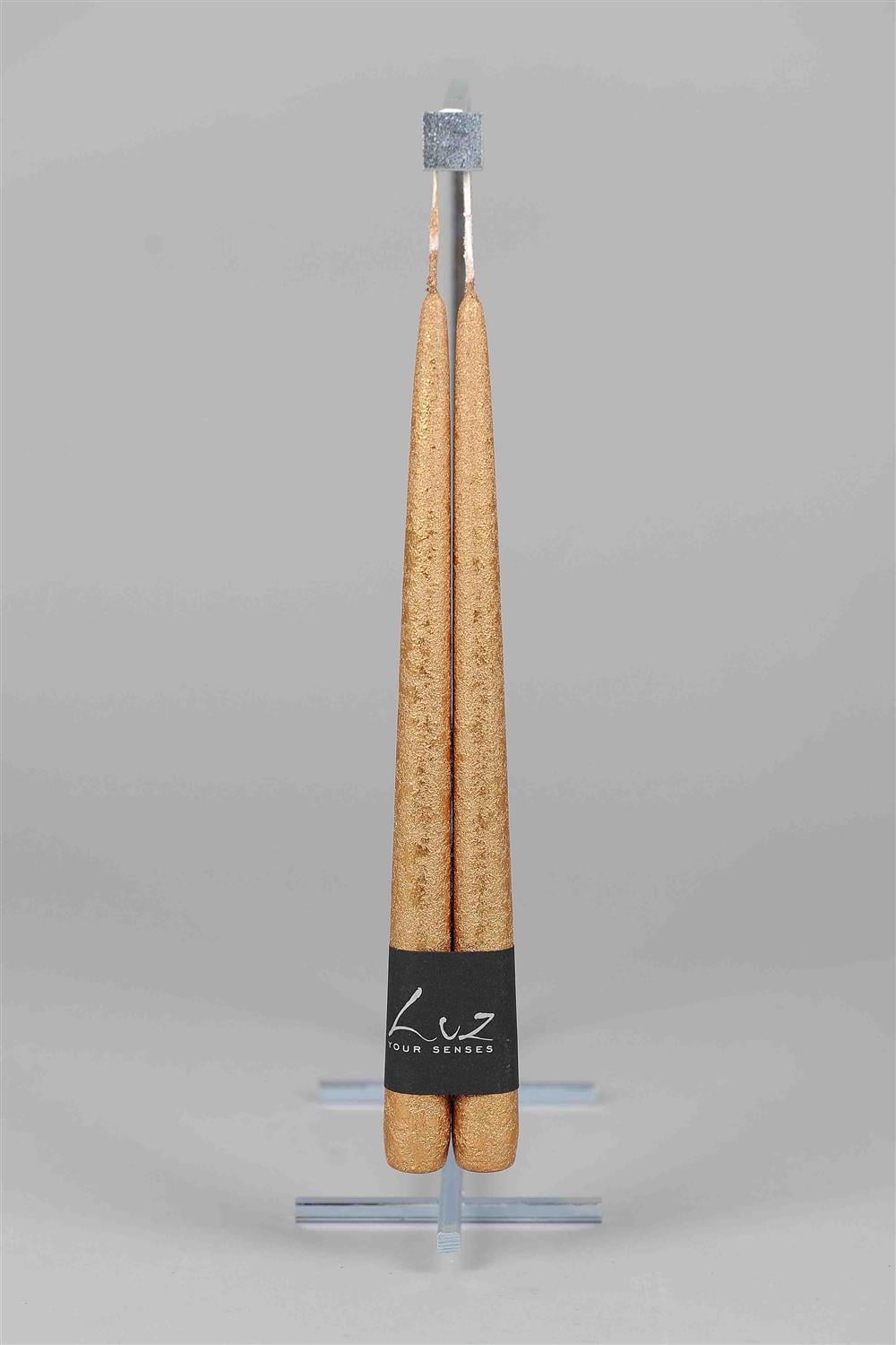 RASTELI - Rasteli Metal Pair Of Rustic Tapers  Antique Gold