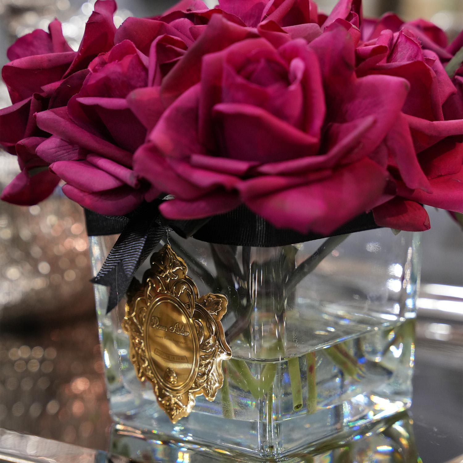 Roses Atelier - Roses Atelier Kare Vazo Bordo 12'Li Gül Oda Kokusu