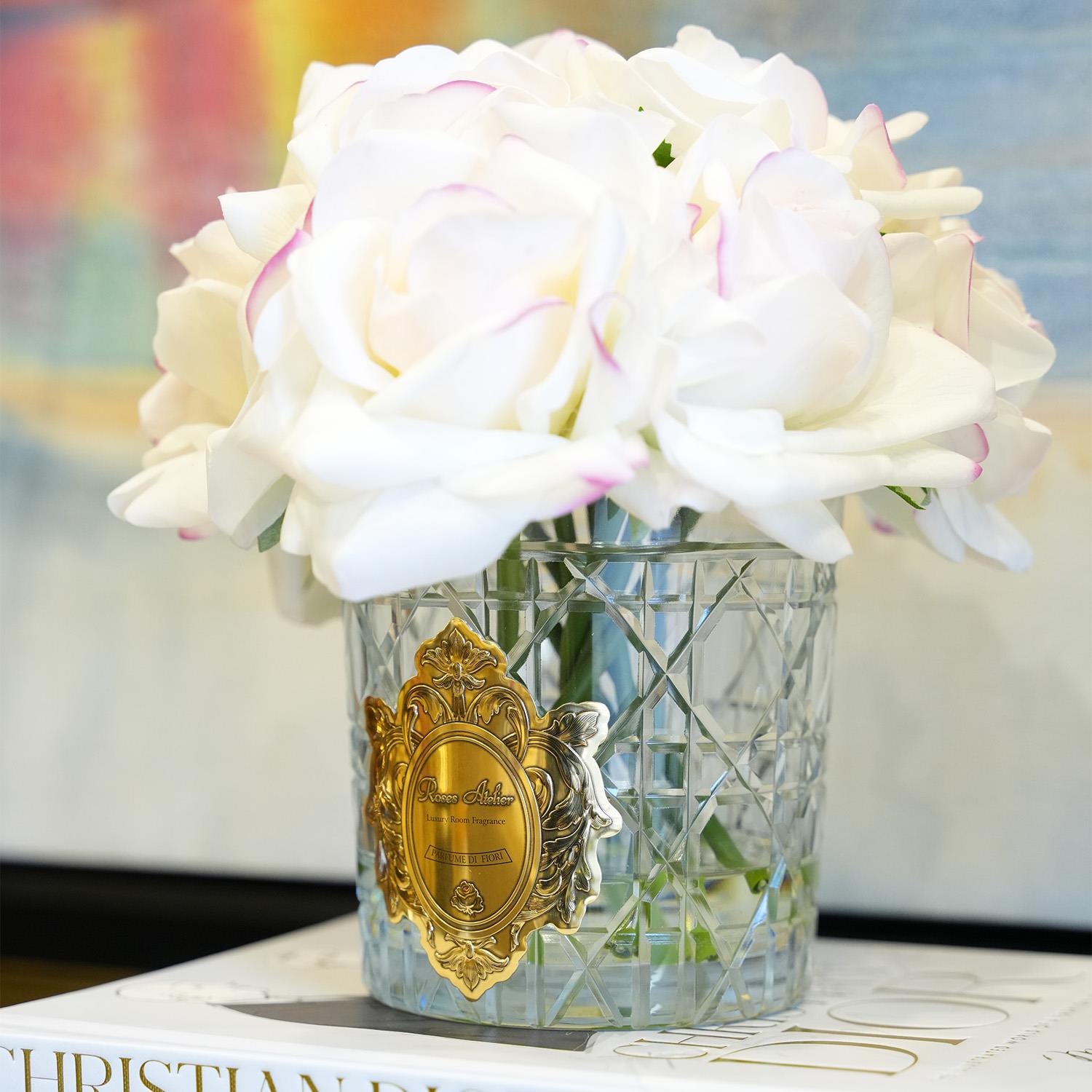 Roses Atelier - Roses Atelier Şeffaf Vazo Beyaz 9'Lu Gül Oda Kokusu Alıklı