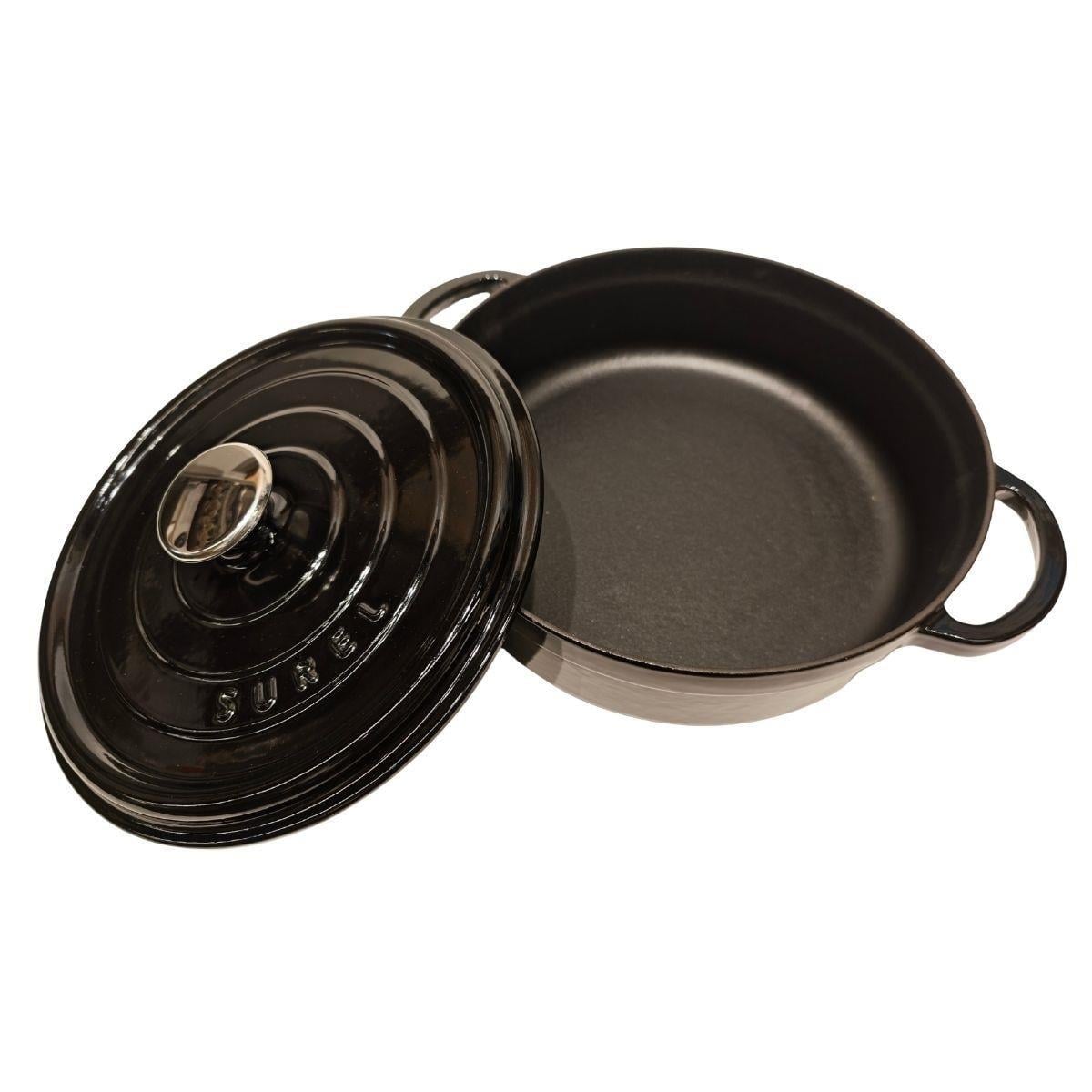 Sürel 24 cm Yuvarlak Sığ Tencere Parlak Siyah