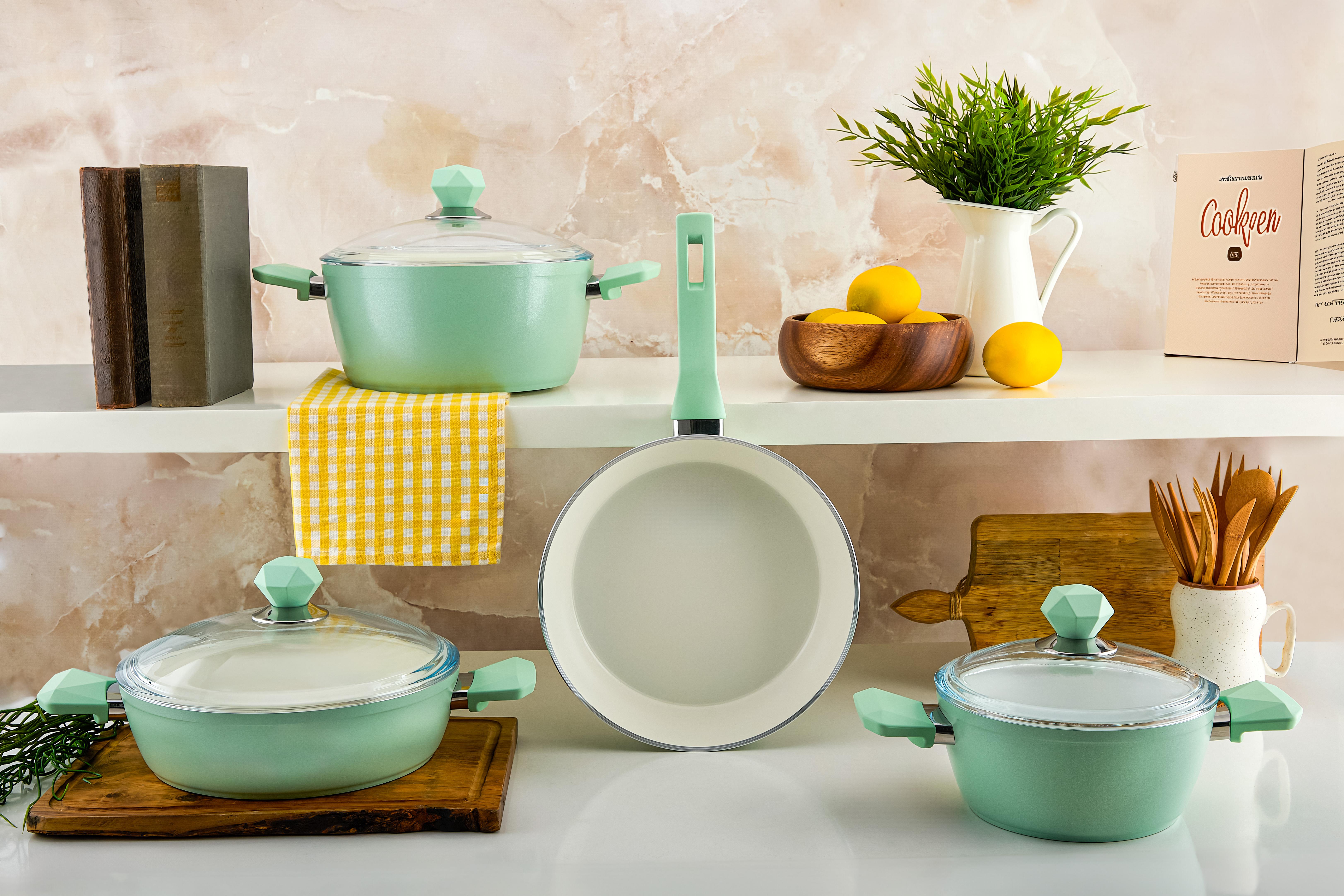 NBL Bicoat Series 7 Parça Natural Seramik Set (Soft Green)