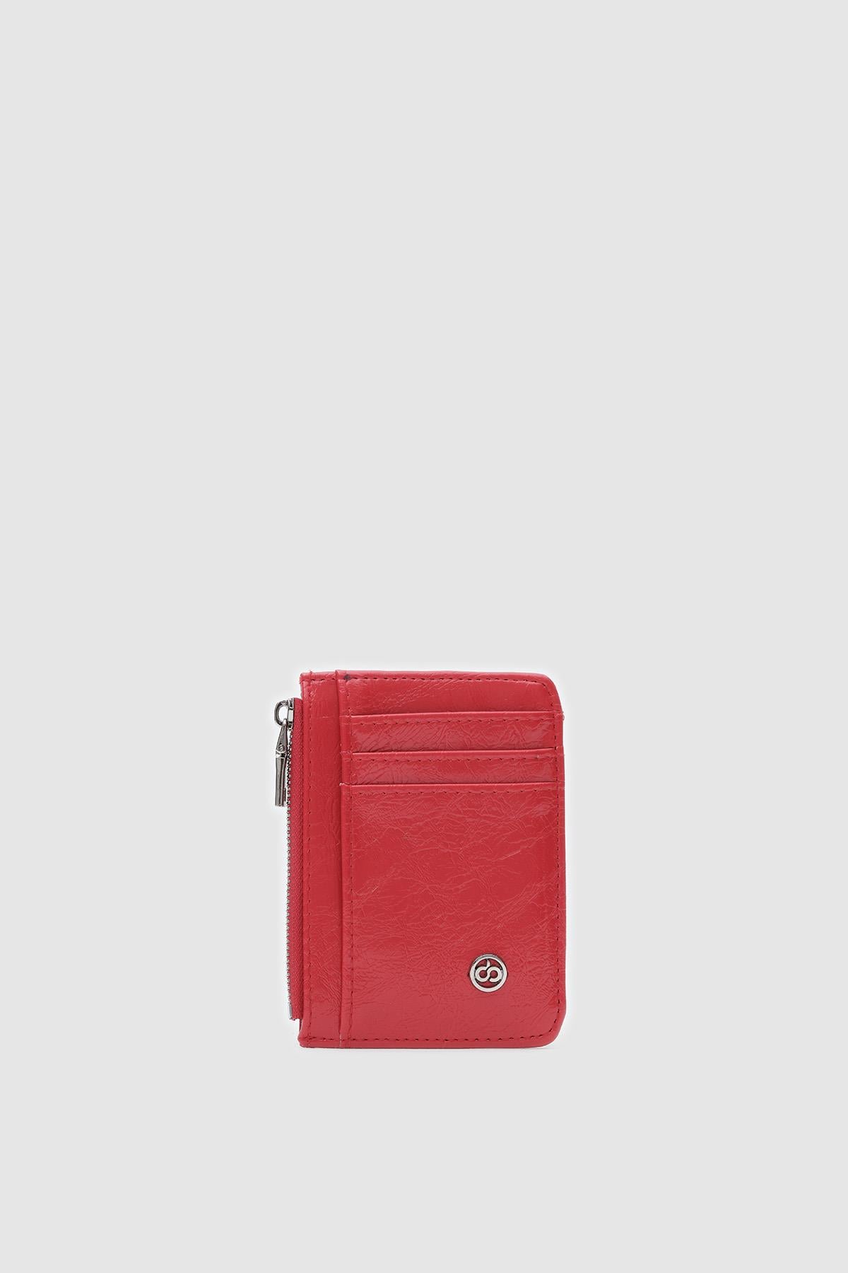 Ollbag Plane Kırmızı Kırışık Detay Bayan Kartlık